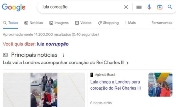 PT notifica Google por associação entre Lula e ‘corrupção’ em busca por ‘coroação’