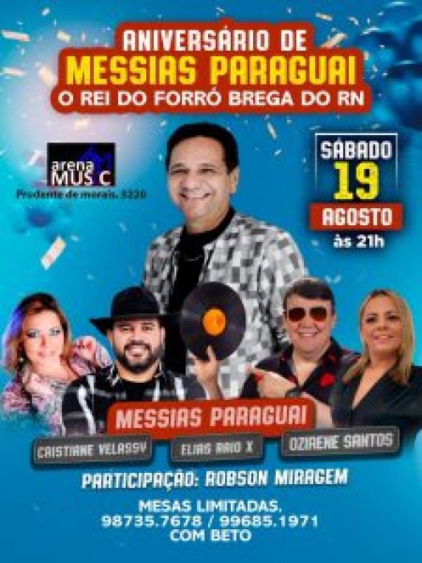 Messias Paraguai comemora aniversário com show neste sábado (19)