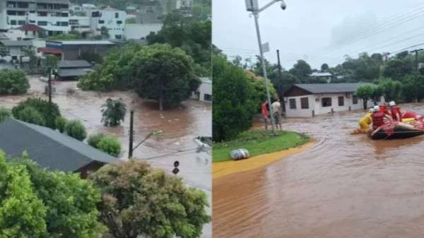 Fortes chuvas atingem Santa Catarina e causam elevação de rios