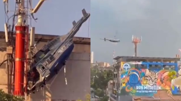 Helicóptero cai em área residencial da cidade colombiana de Medellín