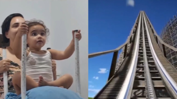 Mãe e filha viralizam com ‘montanha-russa’ improvisada e vídeo encanta a web
