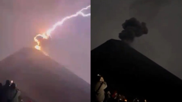 IMAGENS IMPRESSIONANTES: Trovoada e erupção vulcânica ocorrem simultaneamente na Guatemala; VEJA VÍDEO