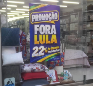 Loja lança promoção “Fora Lula” com 22% de desconto; VEJA VÍDEO